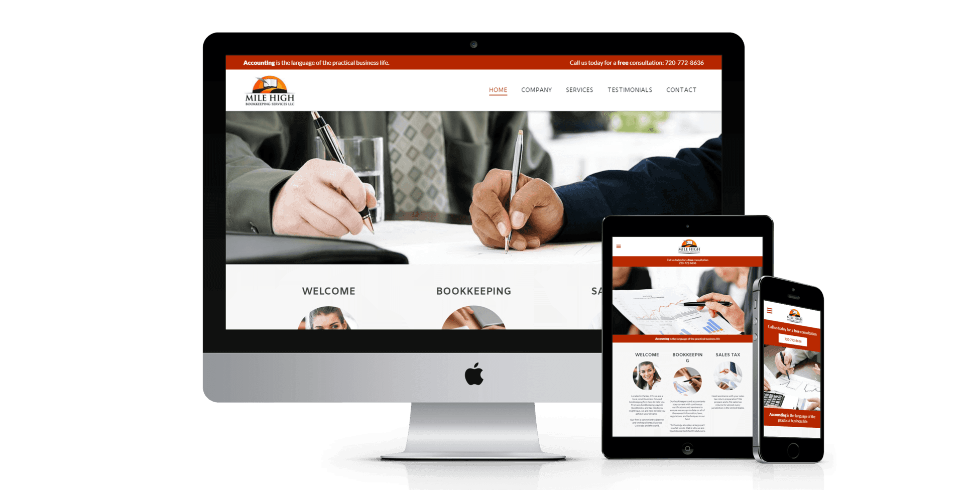 Mile High bookkeeping and accounting website preview