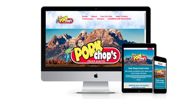 Pork Chop's auto sales website preview