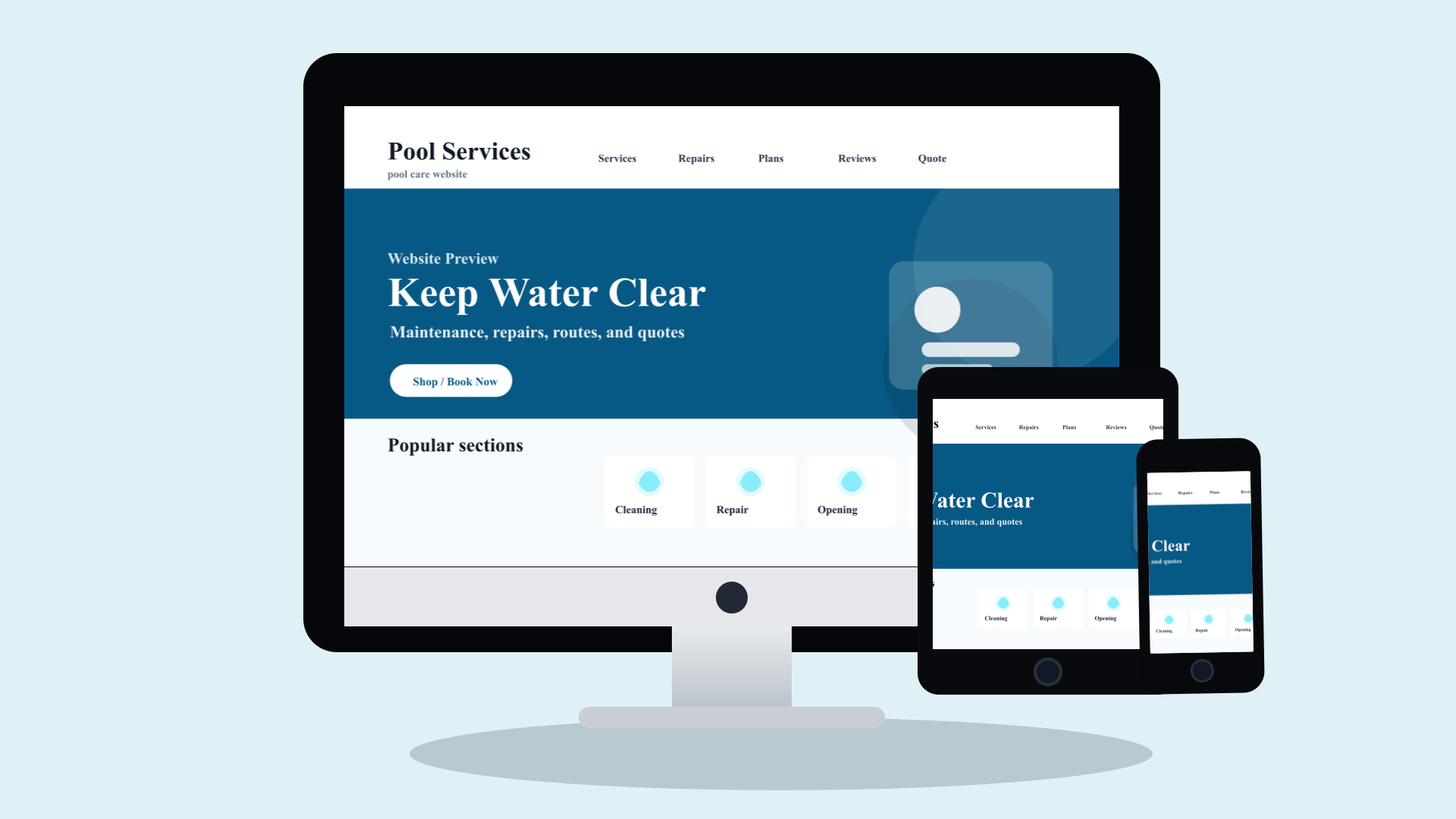Pool Services website design preview