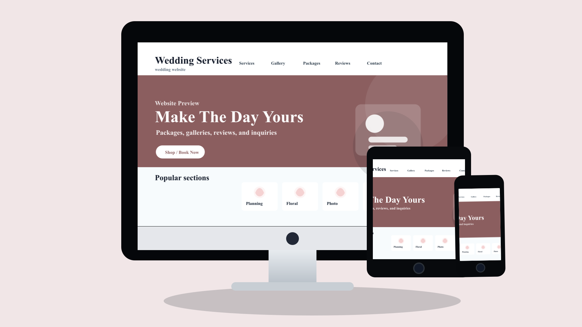 Wedding Services website design preview