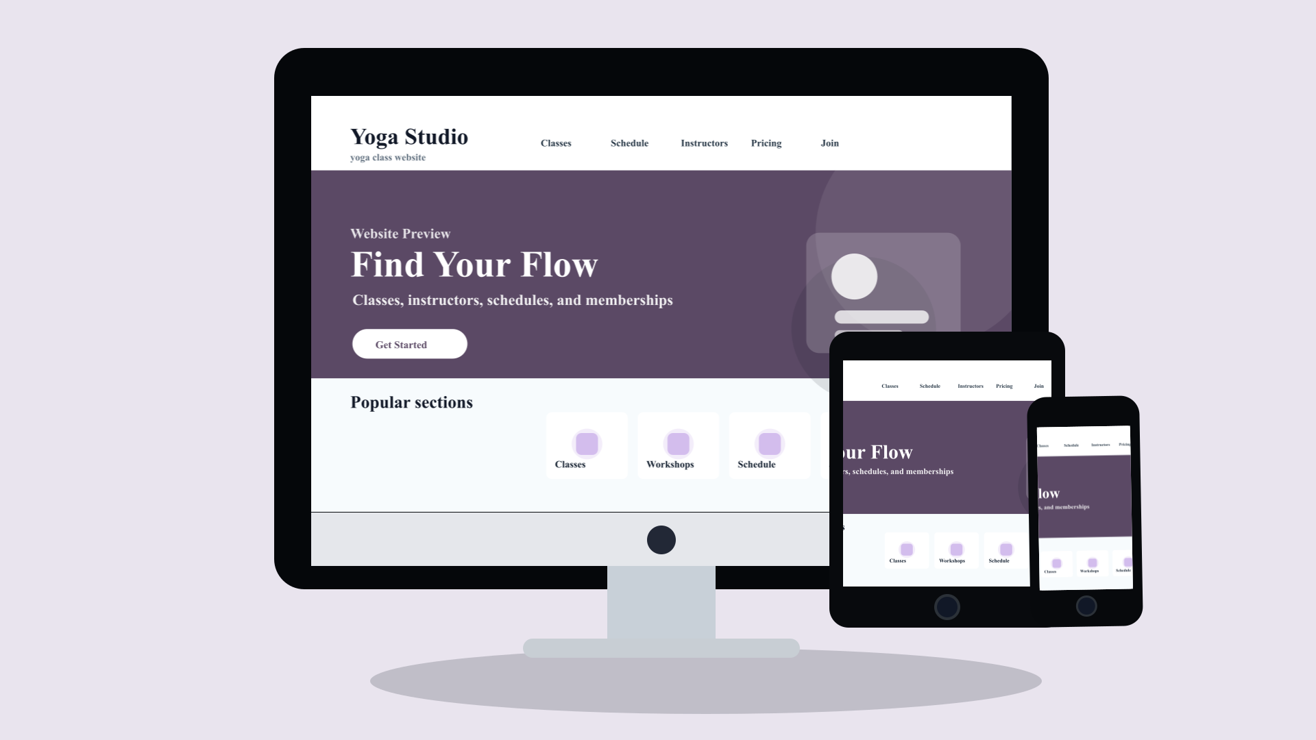 Yoga Studios website design preview