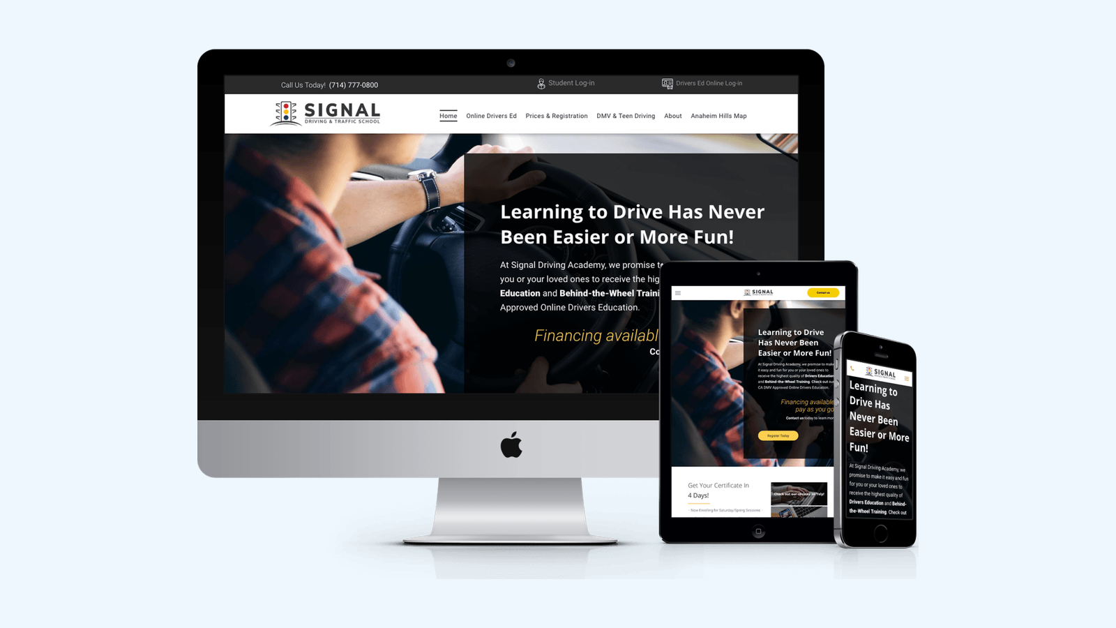 Driving Schools website design example