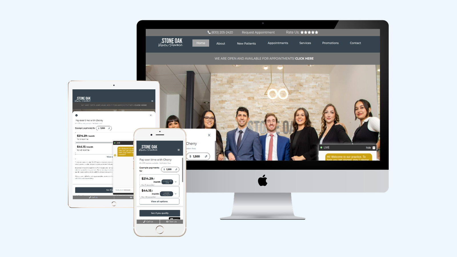 Optometrists website design example