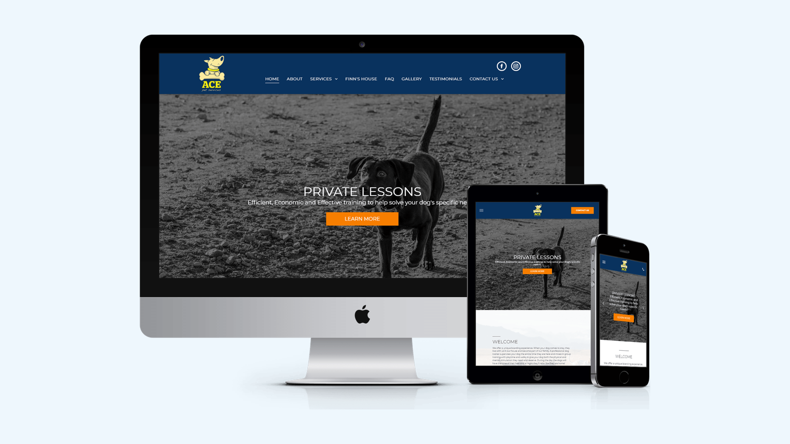 Pet Services website design example