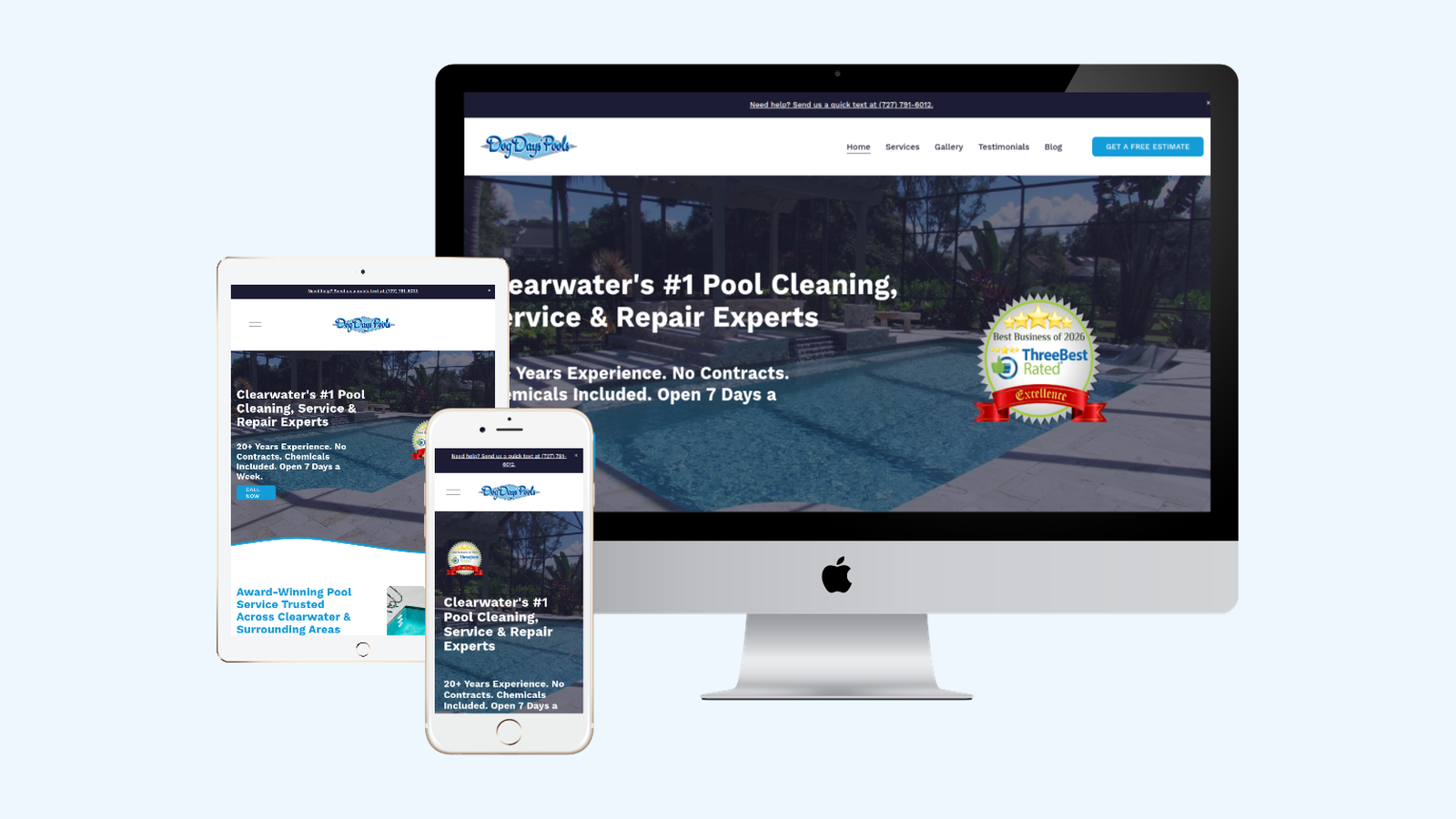 Pool Services website design example