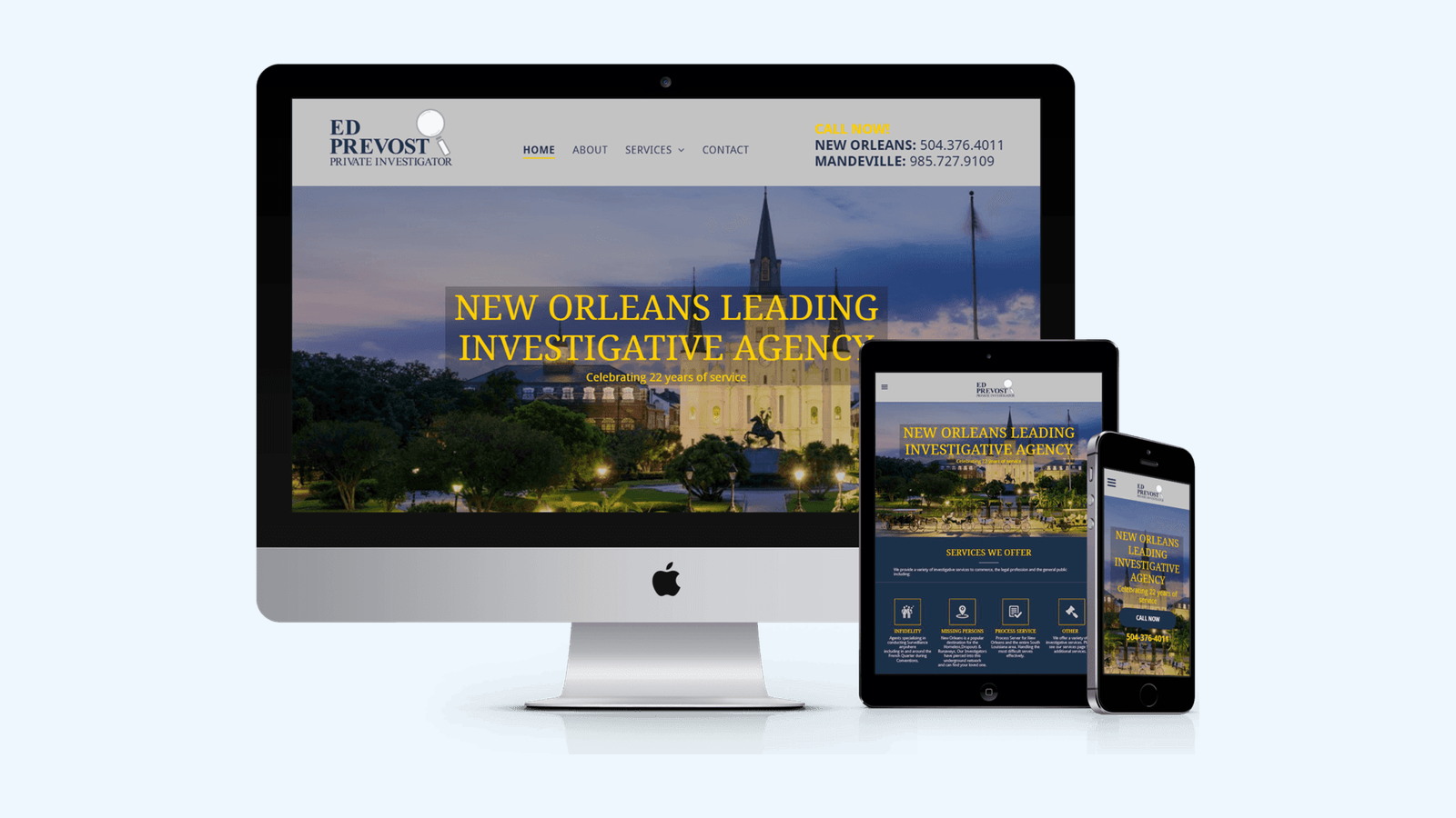 Private Investigators website design example