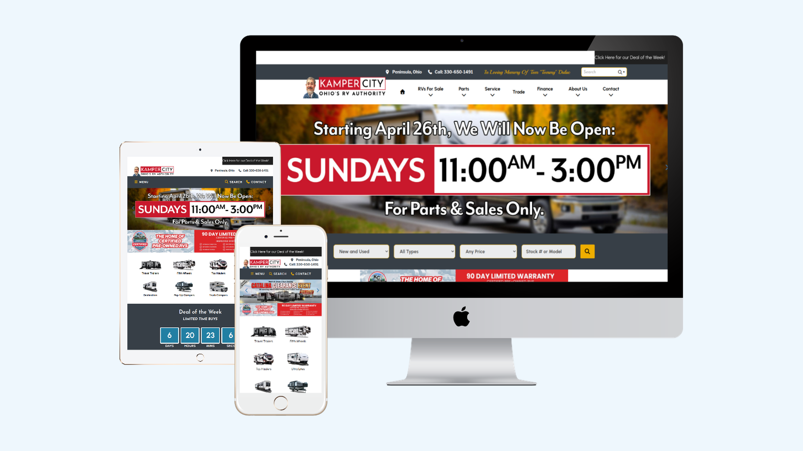 Recreational Vehicles website design example
