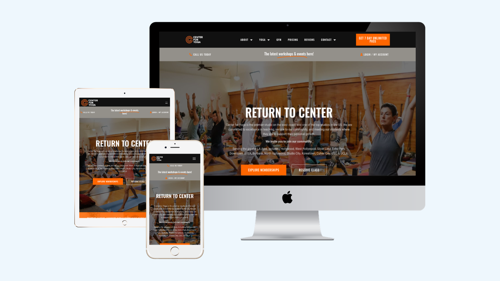 Yoga Studios website design example